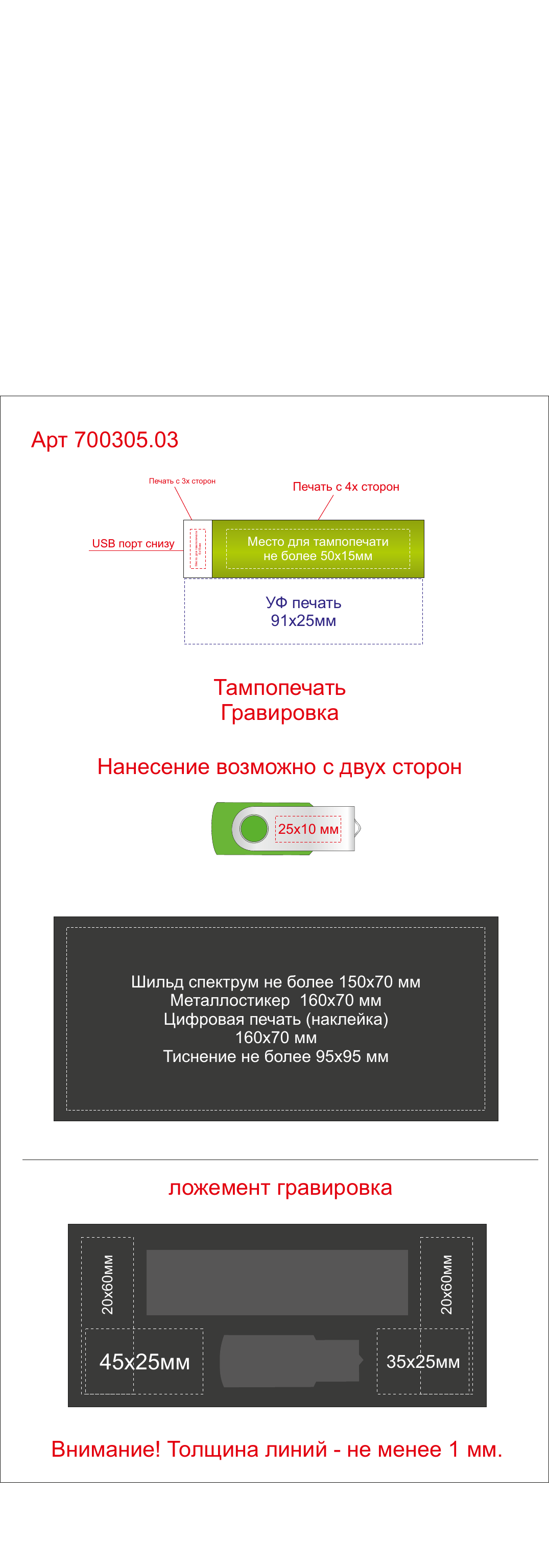 Макет зон брендирования Подарочный набор Flashbank с флешкой и зарядным устройством