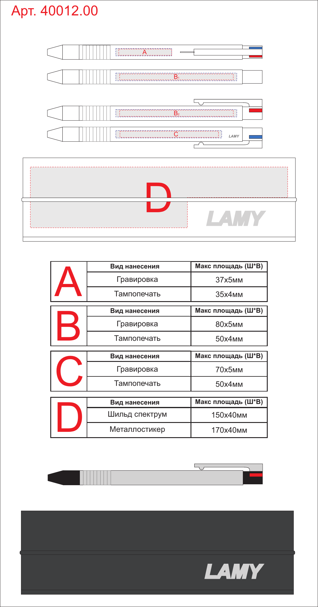 Макет зон брендирования Ручка мультисистемная «logo» 3 цвета