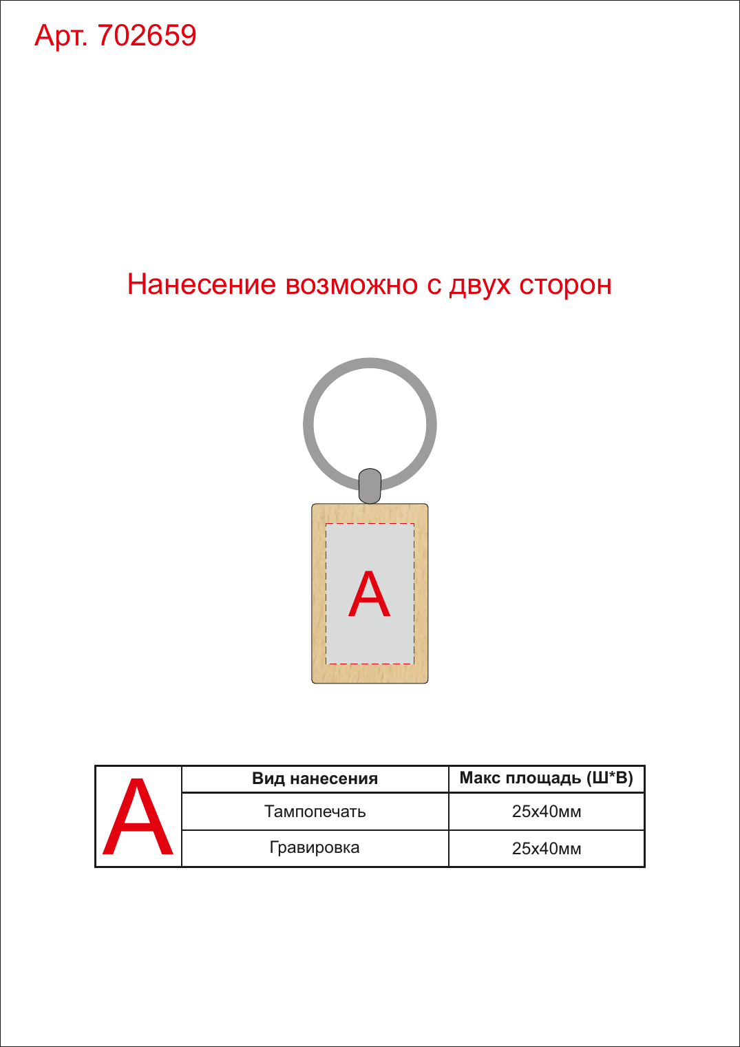Макет зон брендирования Брелок «Wood RCT»