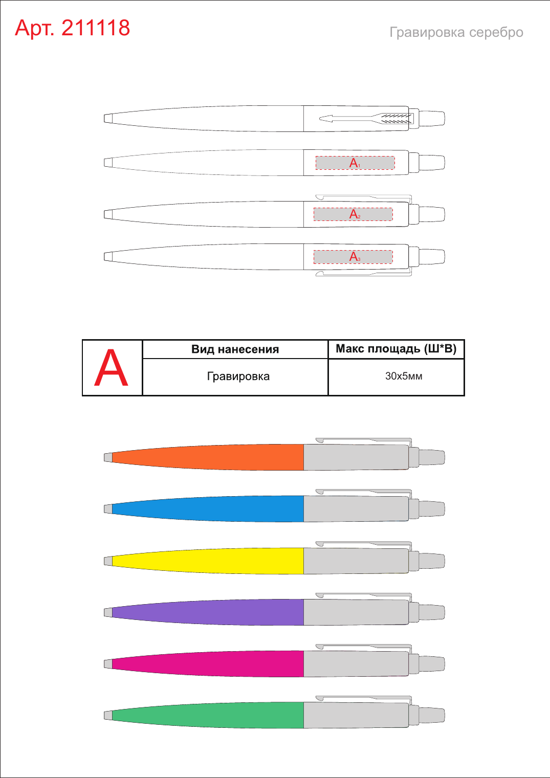 Макет зон брендирования Ручка шариковая Parker Jotter Originals