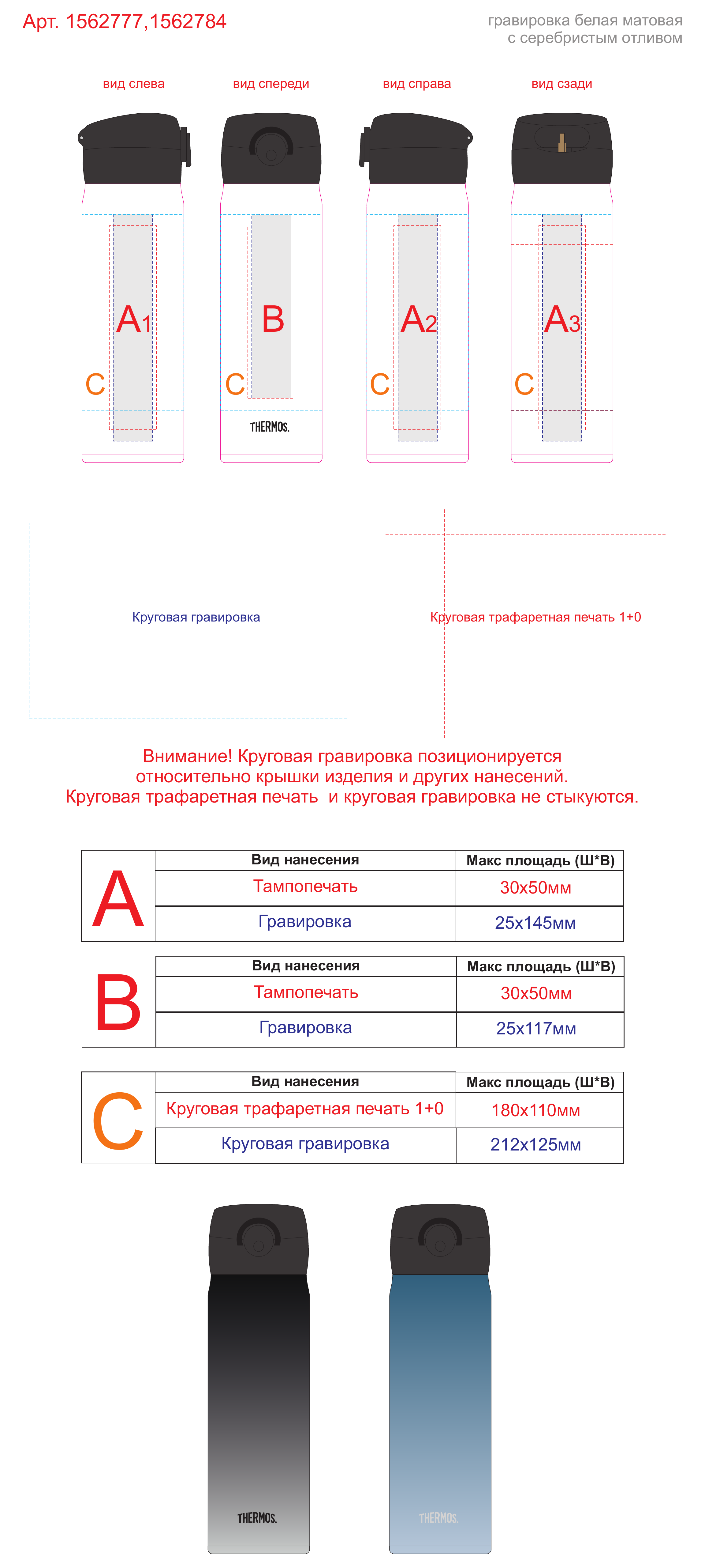 Макет зон брендирования Термос «JNR-502 LTD», 500 мл