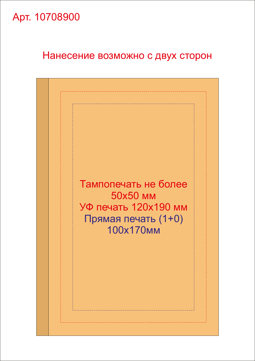 Макет зон брендирования Блокнот А5 «Fiddle adult»