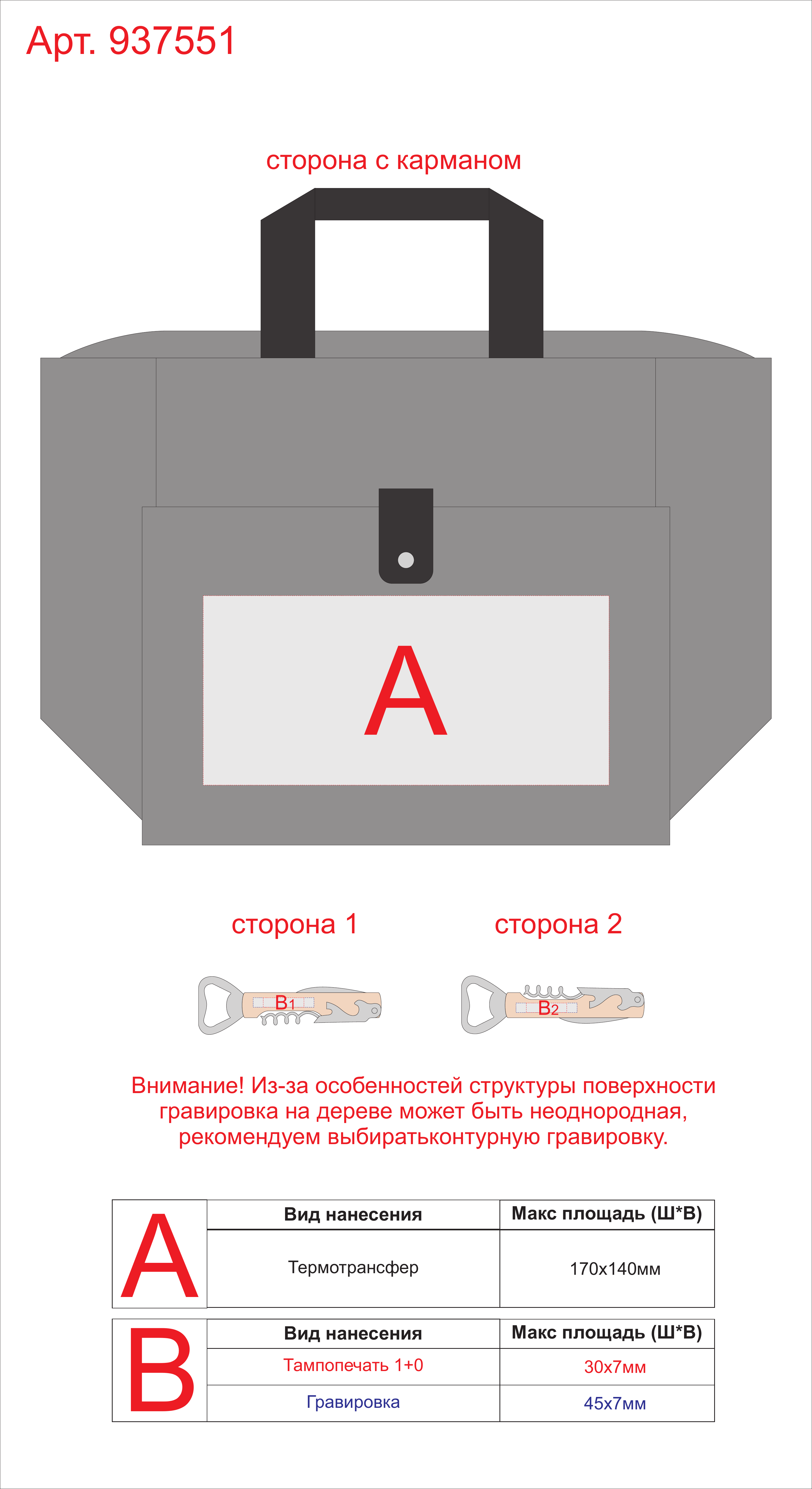 Макет зон брендирования Сумка-холодильник Fabrizio