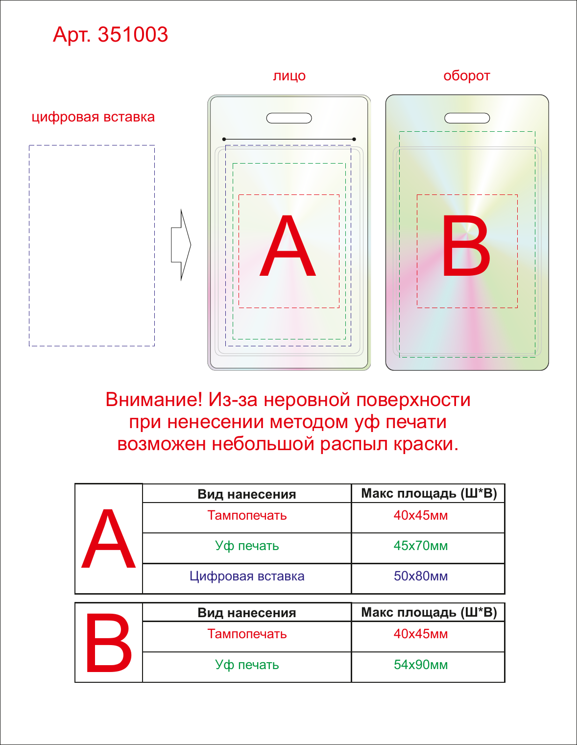 Макет зон брендирования Чехол для пропуска «Aurora»