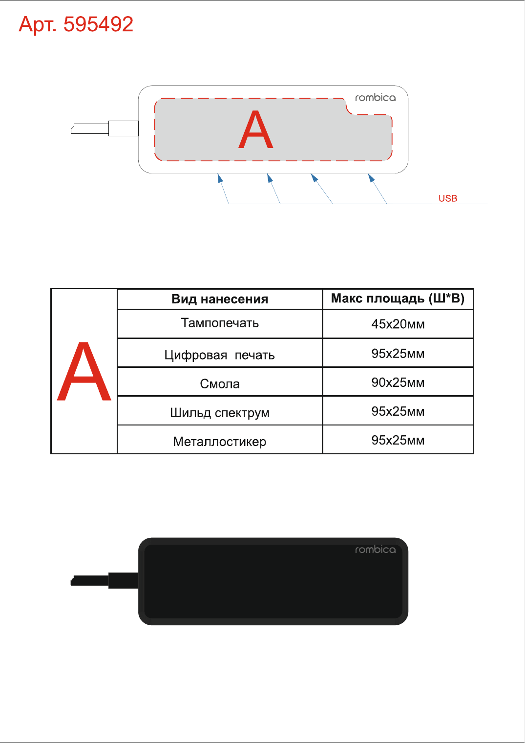 Макет зон брендирования Хаб  «Type-C»