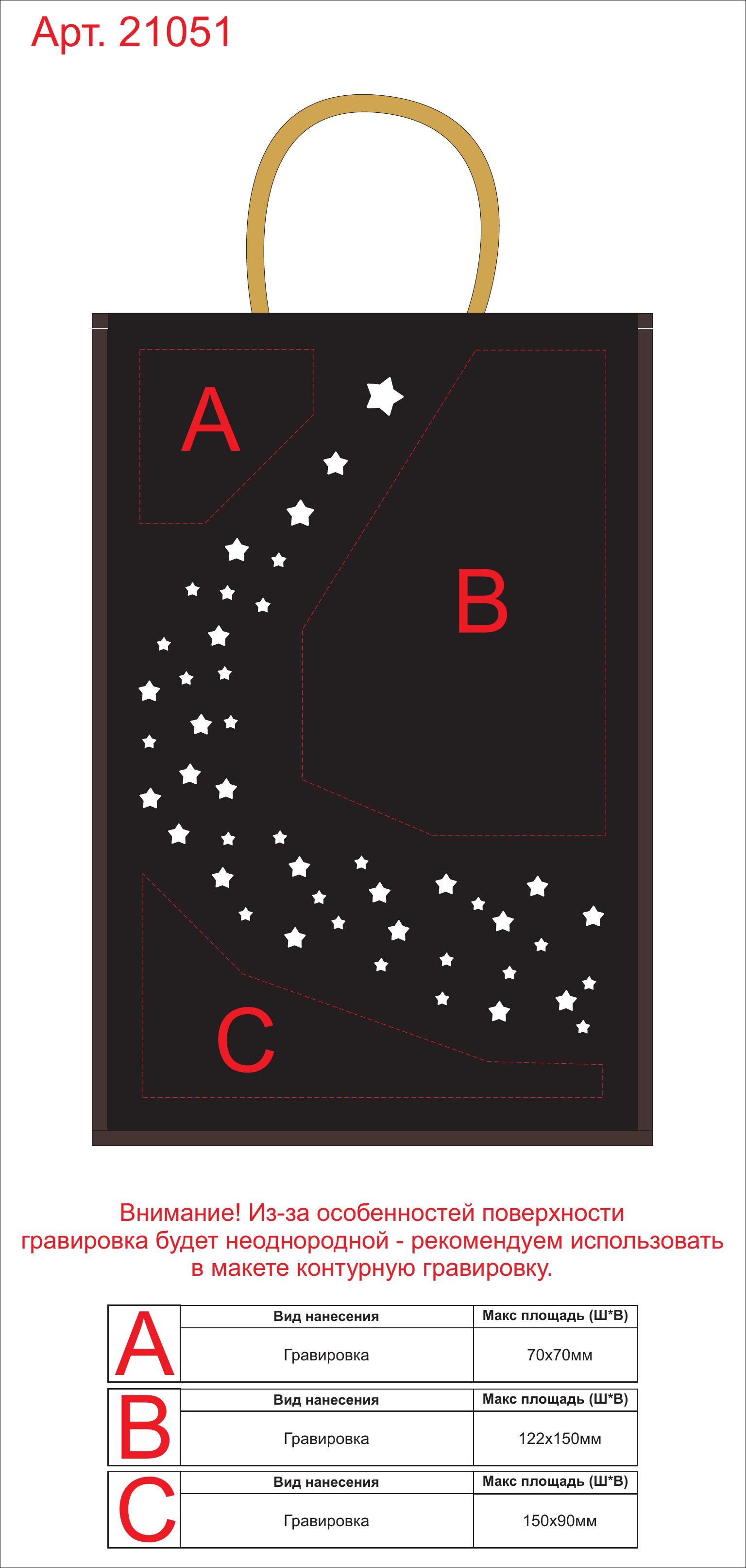Макет зон брендирования Подарочная коробка из фанеры «Constellation»