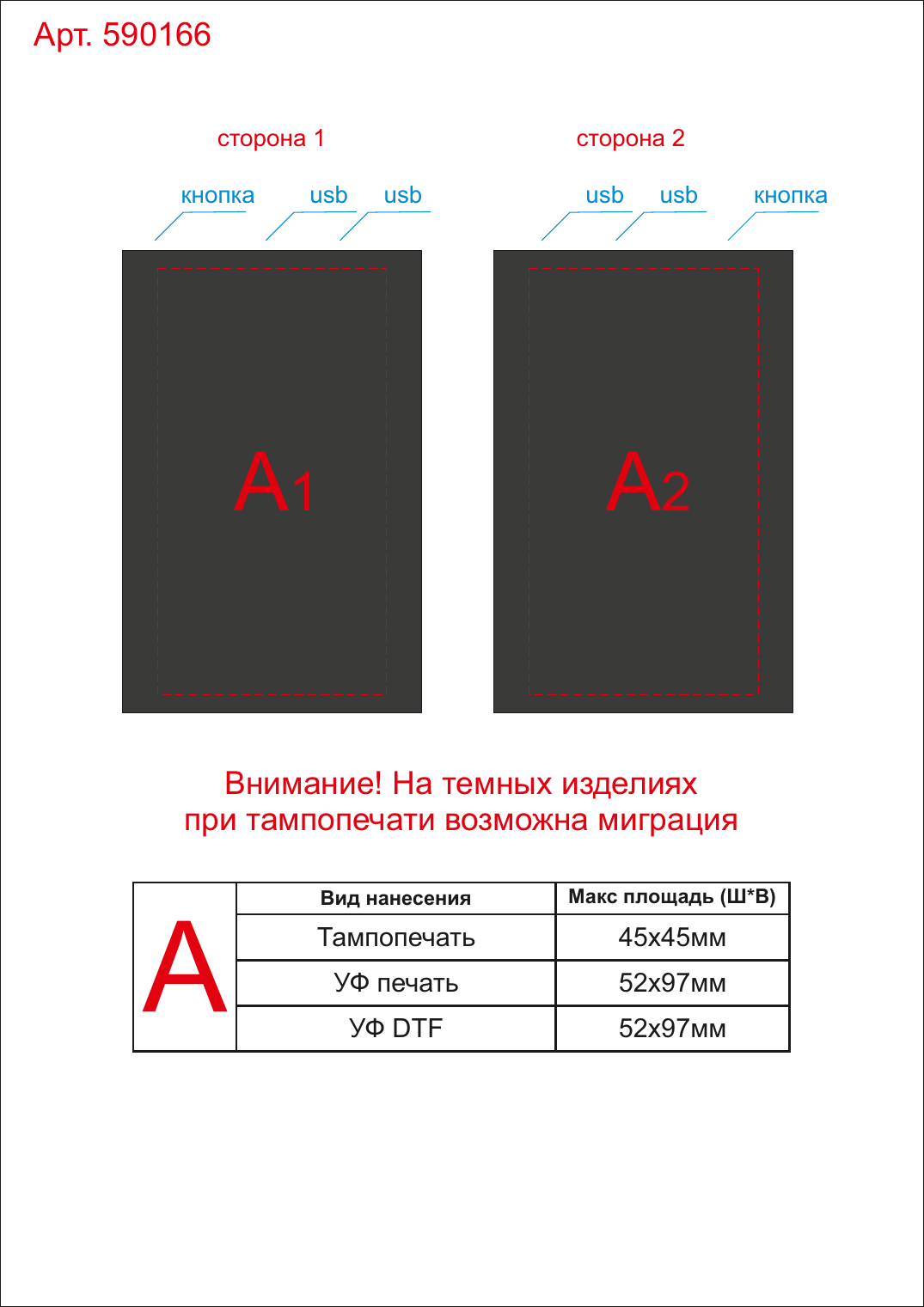Макет зон брендирования Внешний аккумулятор с быстрой зарядкой QC/PD «Компо», 10000 мАч