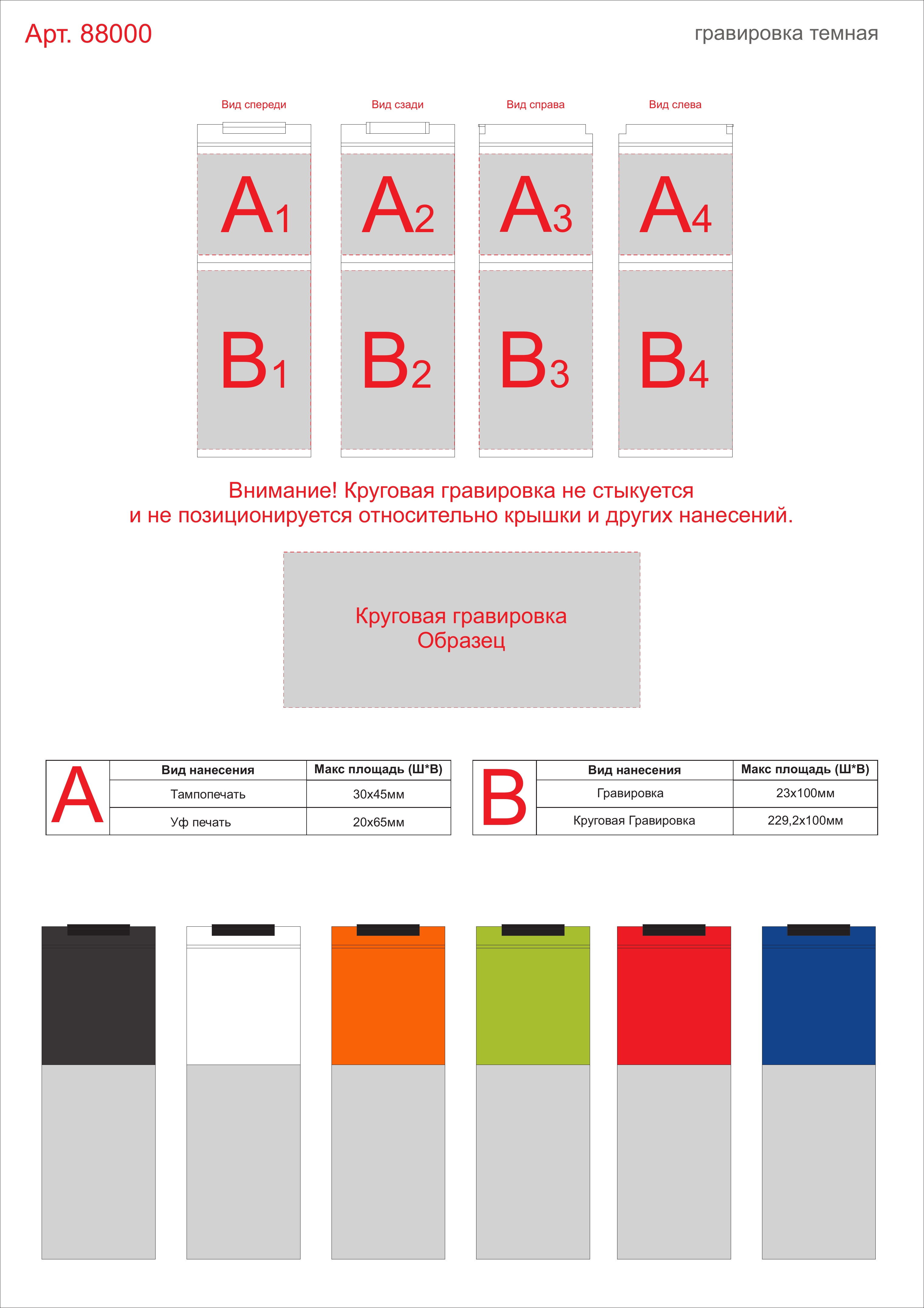 Макет зон брендирования Термокружка «Vertex»