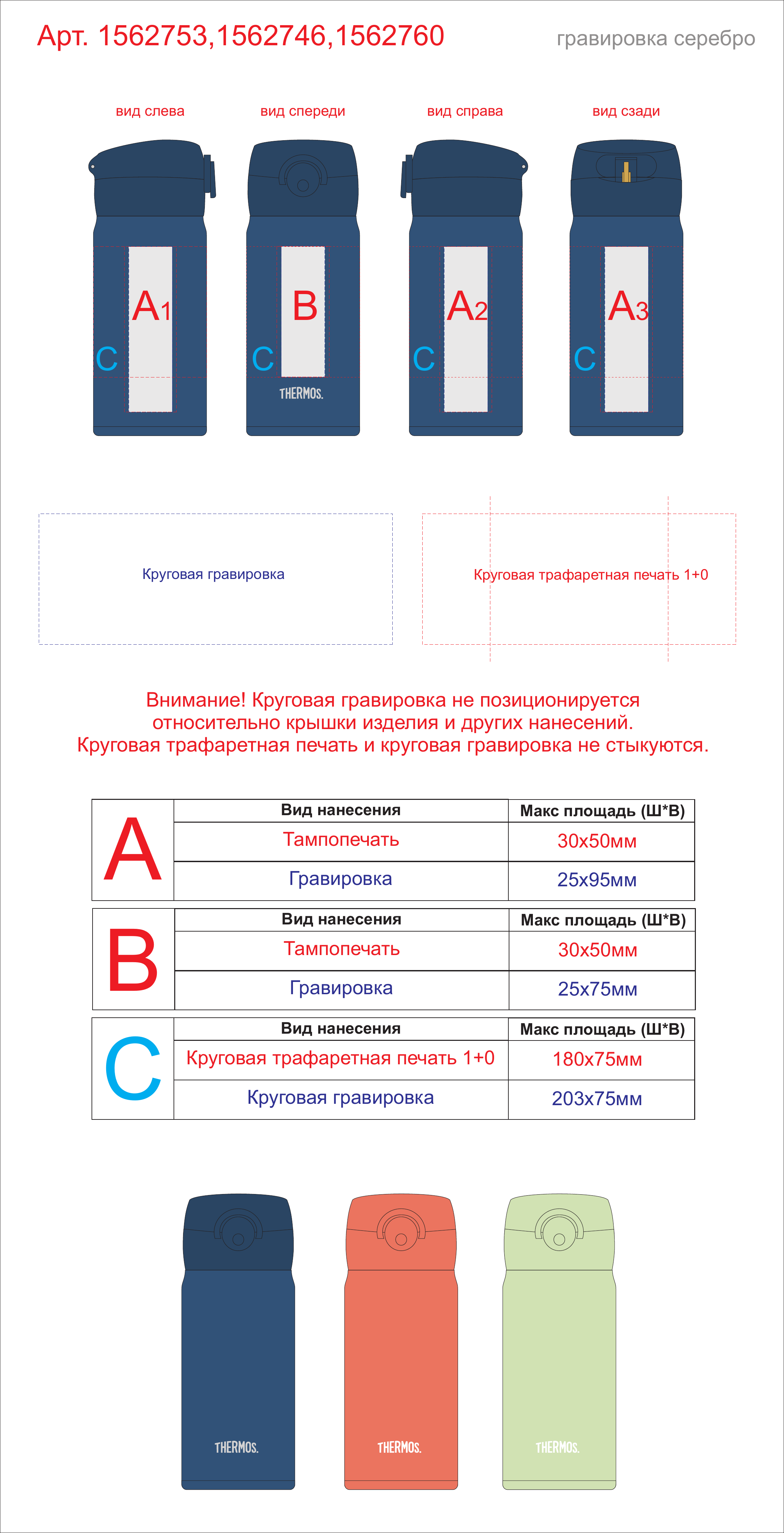 Макет зон брендирования Термос «JNR-353», 350 мл