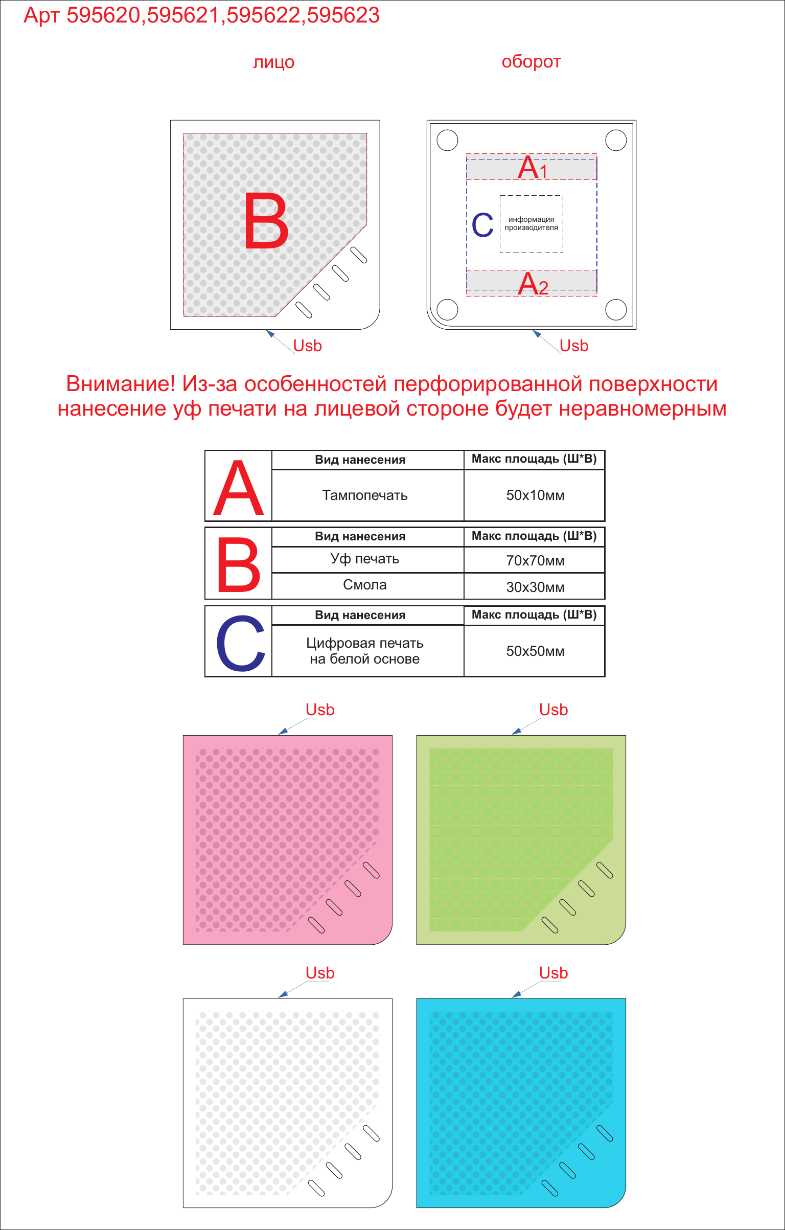 Макет зон брендирования Портативная колонка «Mysound Note»