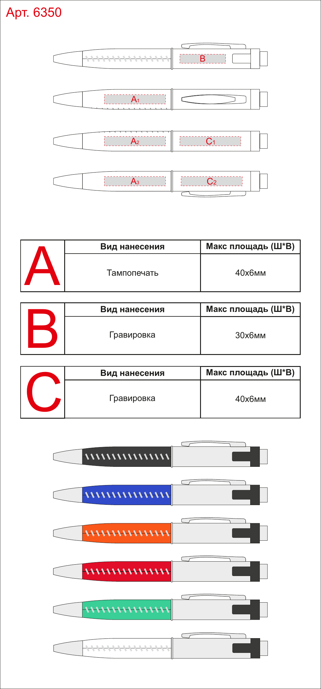 Макет зон брендирования USB 2.0- флешка на 64 Гб в виде ручки с мини чипом