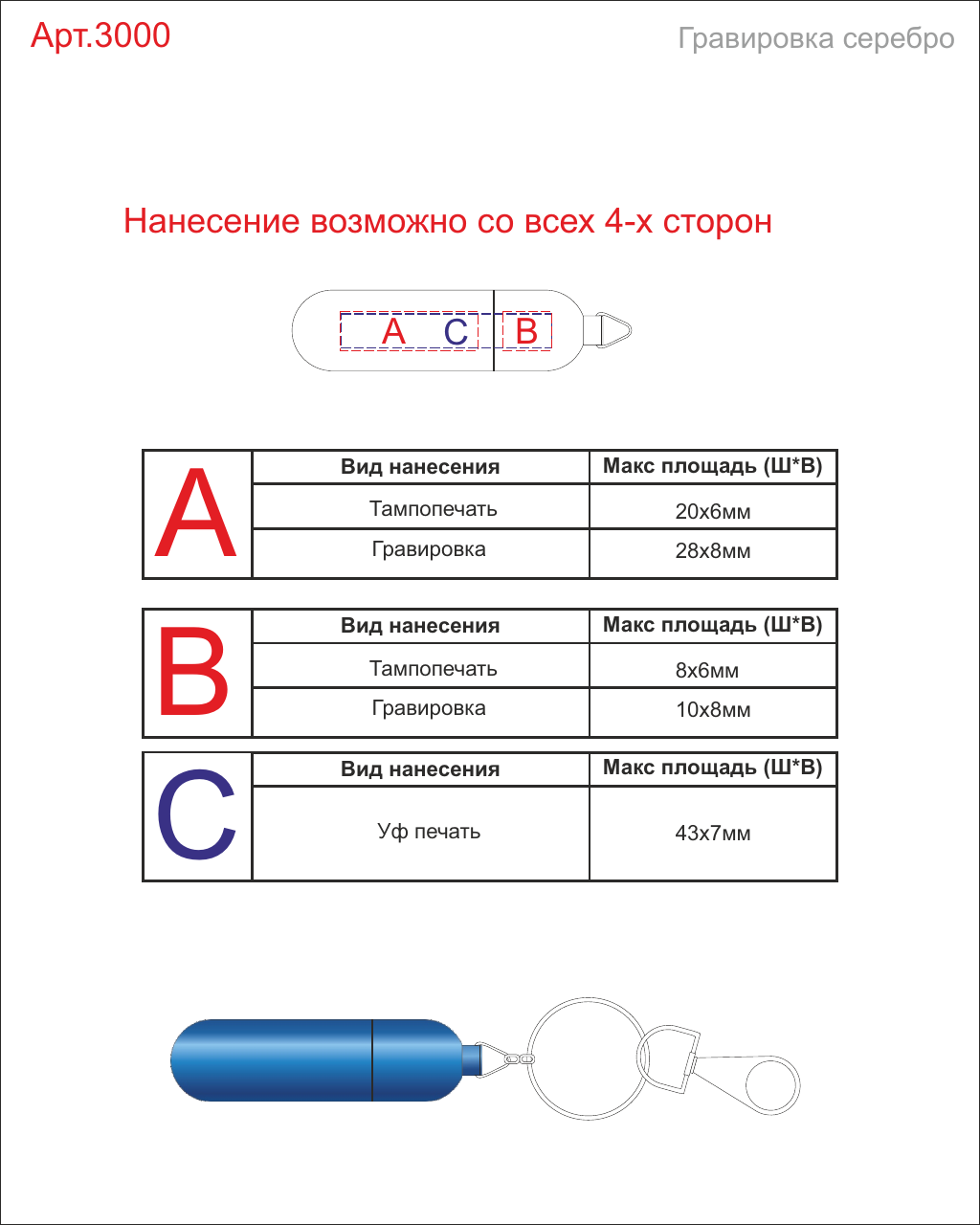 Макет зон брендирования USB 2.0- флешка на 16 Гб «Ампула»