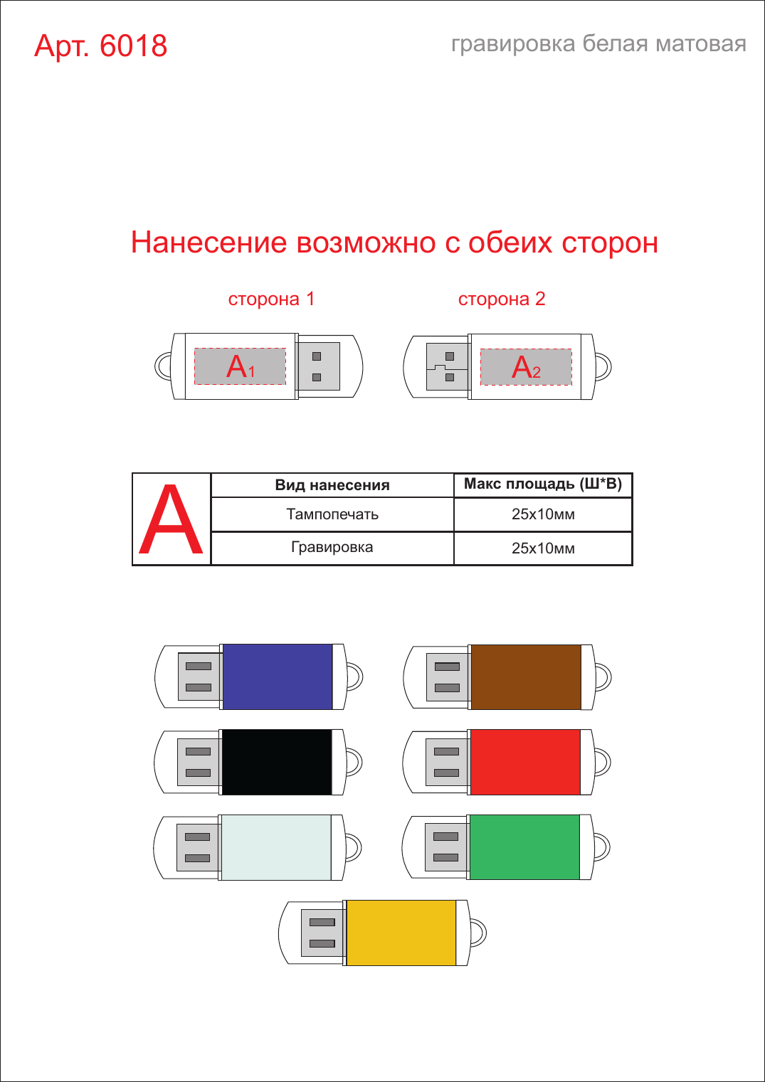 Макет зон брендирования USB 2.0- флешка на 8 Гб с прозрачным колпачком