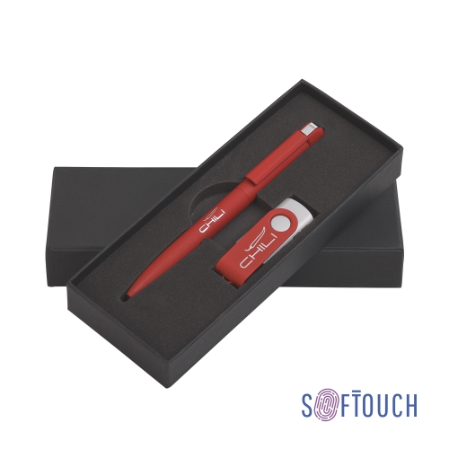 Набор ручка + флеш-карта 16 Гб в футляре, покрытие soft touch — вариант цвета
