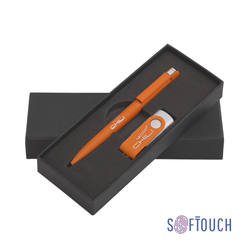 Набор ручка + флеш-карта 16 Гб в футляре, покрытие soft touch — вариант цвета