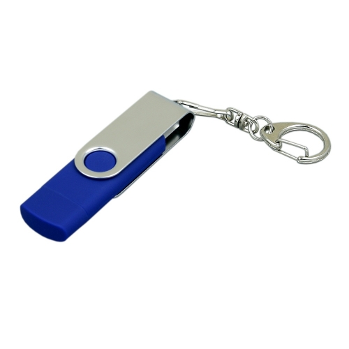 USB 2.0- флешка на 64 Гб с поворотным механизмом и дополнительным разъемом Micro USB — вариант цвета