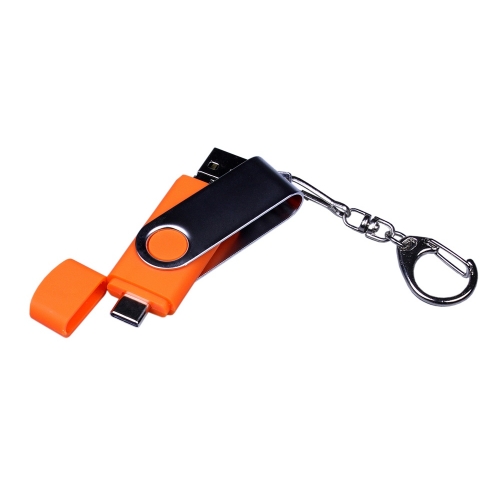 USB 2.0/micro USB/Type-C- флешка на 32 Гб c поворотным механизмом