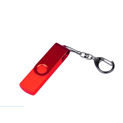 USB 2.0/micro USB/Type-С- флешка на 16 Гб 3-в-1 с поворотным механизмом — вариант цвета
