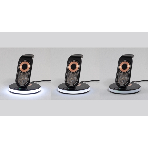 Беспроводная (15W) зарядная станция "Tron" с прозрачным корпусом и подсветкой