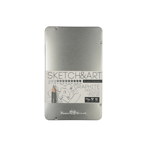 Набор из 12 чернографитовых карандашей «Sketch & Art» 2Н - 9В
