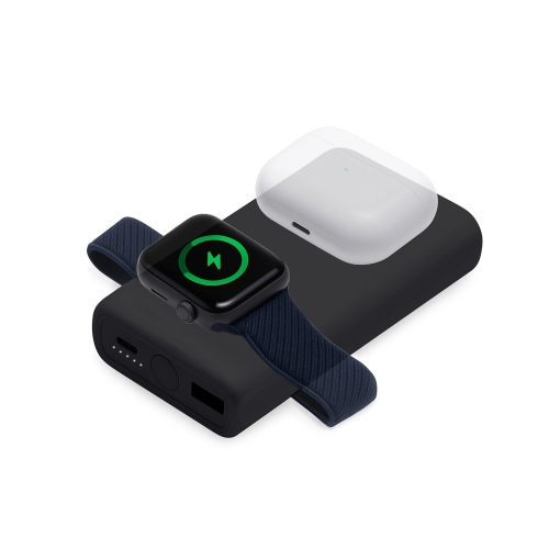 Внешний беспроводной аккумулятор 2-в-1 с функцией зарядки Apple Watch, QC/PD «AtomIQ», 10000 мАч