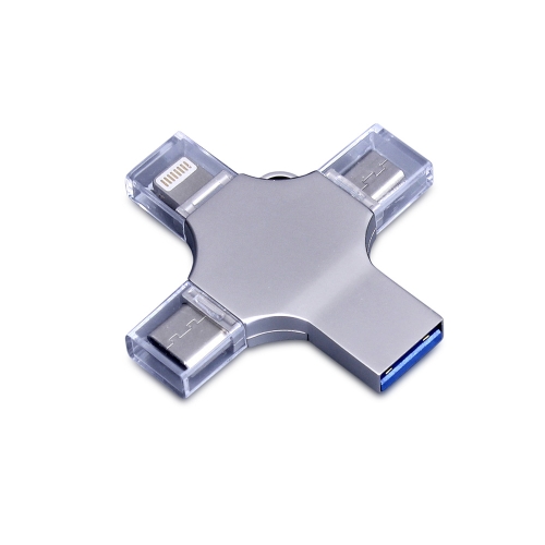 USB 3.0-флешка на 128 Гб 4-в-1 с разъемами Micro USB, Type-C и Lightning