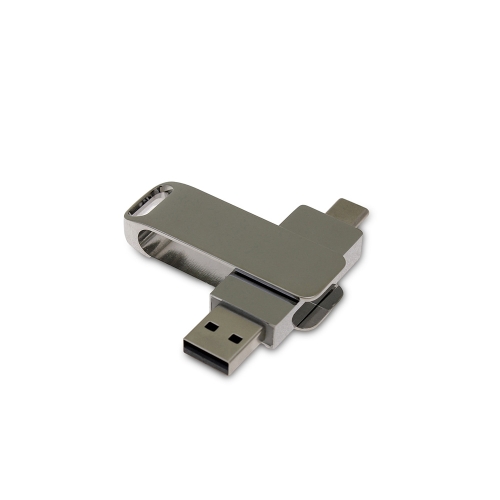 USB 3.0- флешка на 64 Гб с поворотным механизмом и дополнительным разъемом Type-C