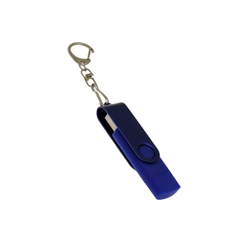 USB 2.0- флешка на 64 Гб с поворотным механизмом и дополнительным разъемом Type-C