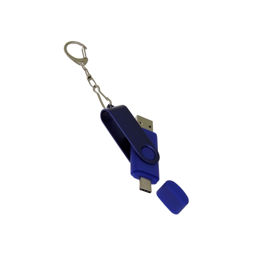 USB 2.0- флешка на 64 Гб с поворотным механизмом и дополнительным разъемом Type-C