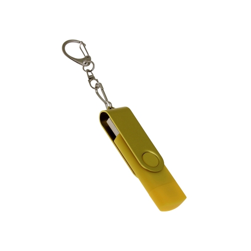 USB 2.0- флешка на 64 Гб с поворотным механизмом и дополнительным разъемом Type-C