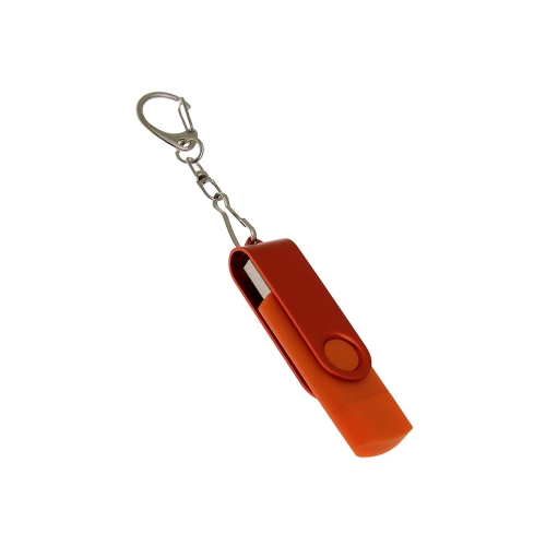 USB 2.0- флешка на 64 Гб с поворотным механизмом и дополнительным разъемом Type-C