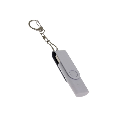 USB 2.0- флешка на 32 Гб с поворотным механизмом и дополнительным разъемом Type-C
