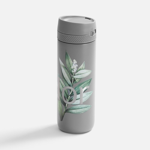 Термостакан X1 с цветной кнопкой, серый с оранжевым