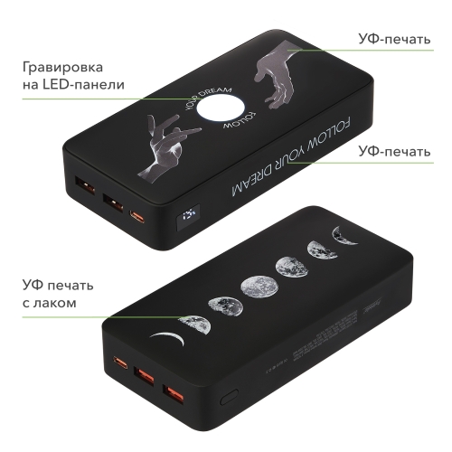 Внешний аккумулятор с подсветкой Анкор Плюс PD (Ancor PD Plus) 20000 mAh, черный