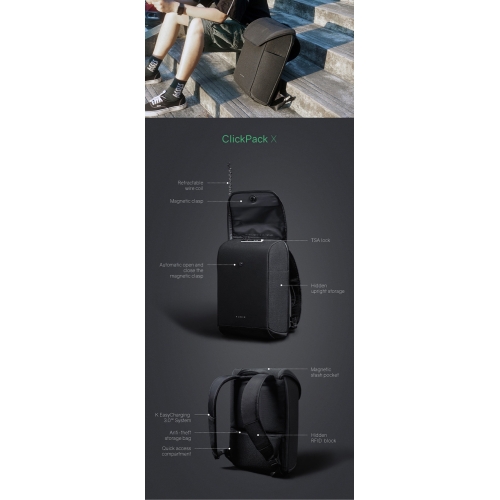 Рюкзак KORIN ClickPack X 45х32х15,5 см, с клапаном, черный