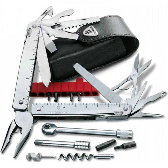 Мультитул Victorinox SwissTool X Plus Ratchet, 115 мм, 40 функций, кожаный чехол