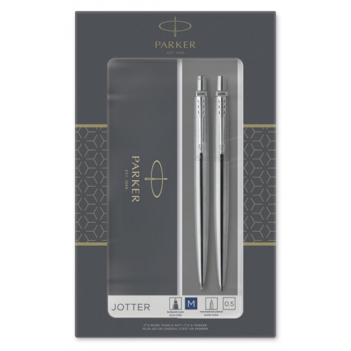 Parker Набор подарочный Jotter Stainless Steel CT шар. ручка, 1,0мм + механический карандаш, 0,5мм