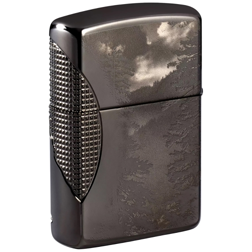 Зажигалка Zippo Armor Wolf с покрытием High Polish Black Ice, чёрная, 38x13x57 мм
