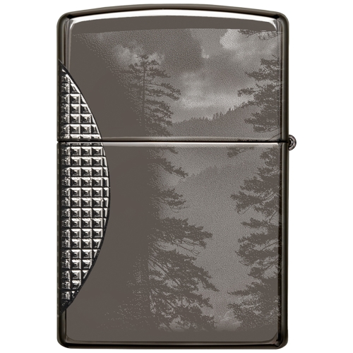 Зажигалка Zippo Armor Wolf с покрытием High Polish Black Ice, чёрная, 38x13x57 мм