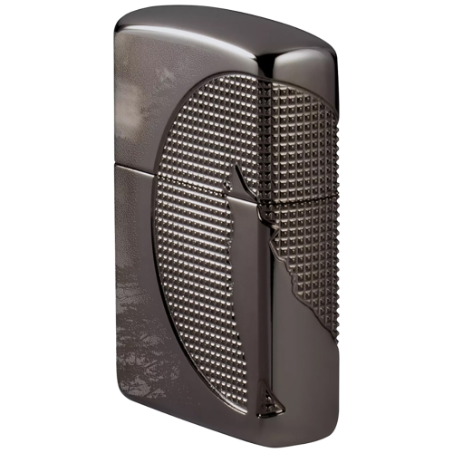 Зажигалка Zippo Armor Wolf с покрытием High Polish Black Ice, чёрная, 38x13x57 мм
