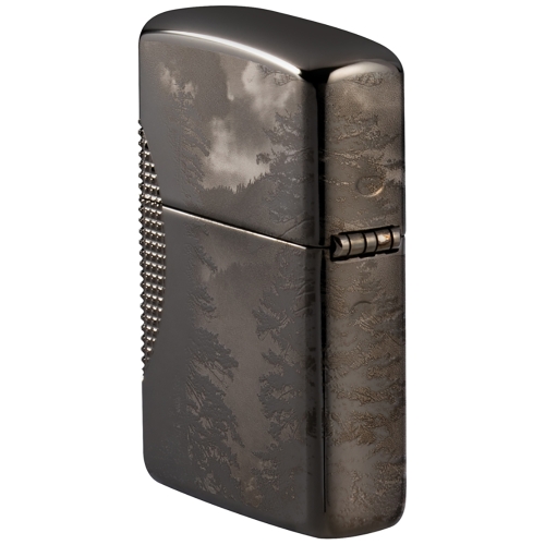 Зажигалка Zippo Armor Wolf с покрытием High Polish Black Ice, чёрная, 38x13x57 мм