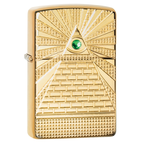 Зажигалка Zippo Armor с покрытием High Polish Brass, латунь/сталь, золотистая, 36x12x56 мм
