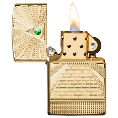 Зажигалка Zippo Armor с покрытием High Polish Brass, латунь/сталь, золотистая, 36x12x56 мм