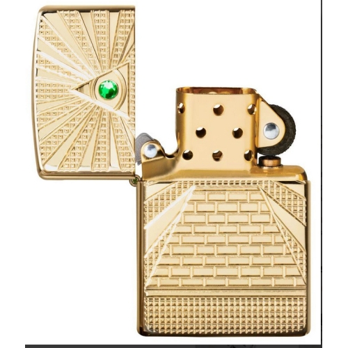 Зажигалка Zippo Armor с покрытием High Polish Brass, латунь/сталь, золотистая, 36x12x56 мм
