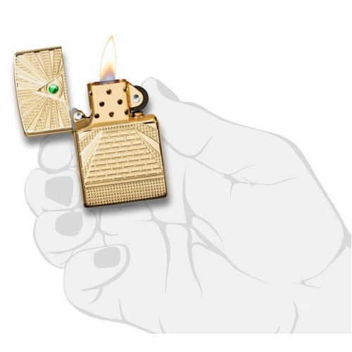 Зажигалка Zippo Armor с покрытием High Polish Brass, латунь/сталь, золотистая, 36x12x56 мм