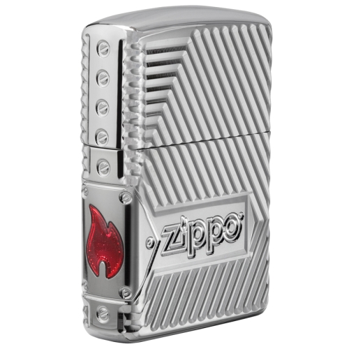 Зажигалка Zippo Armor с покрытием High Polish Chrome, латунь/сталь, серебристая, 36x12x56 мм