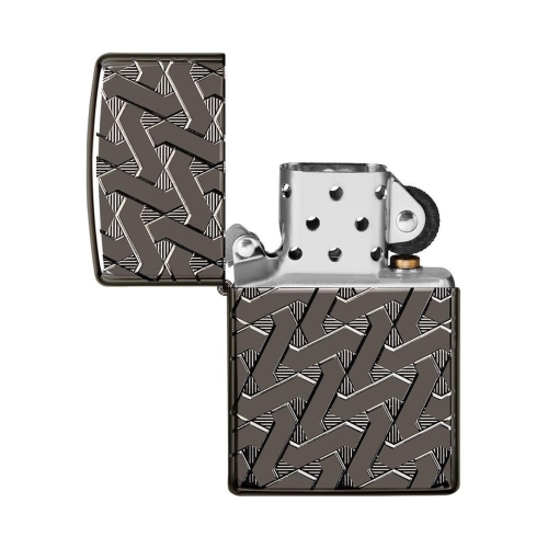 Зажигалка Zippo Armor™, покрытие High Polish Black Ice®, латунь/сталь, чёрная, глянцевая