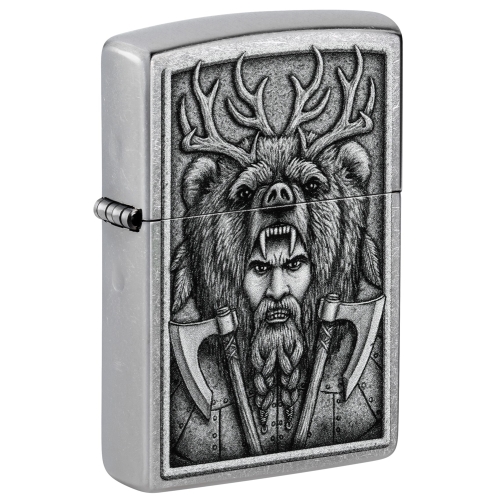 Зажигалка Zippo Barbarian Design с покрытием Street Chrome, латунь/сталь, серебристая, 38x13x57 мм