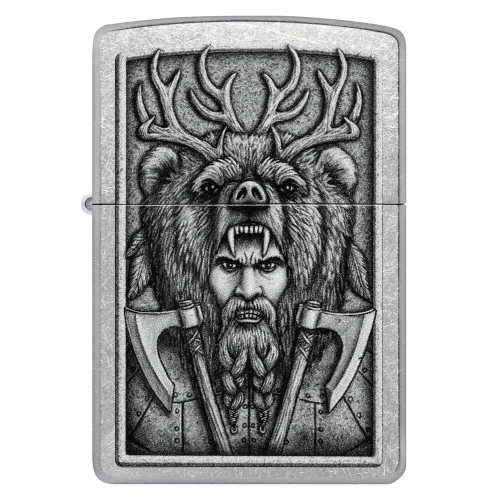 Зажигалка Zippo Barbarian Design с покрытием Street Chrome, латунь/сталь, серебристая, 38x13x57 мм