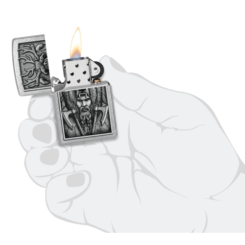 Зажигалка Zippo Barbarian Design с покрытием Street Chrome, латунь/сталь, серебристая, 38x13x57 мм